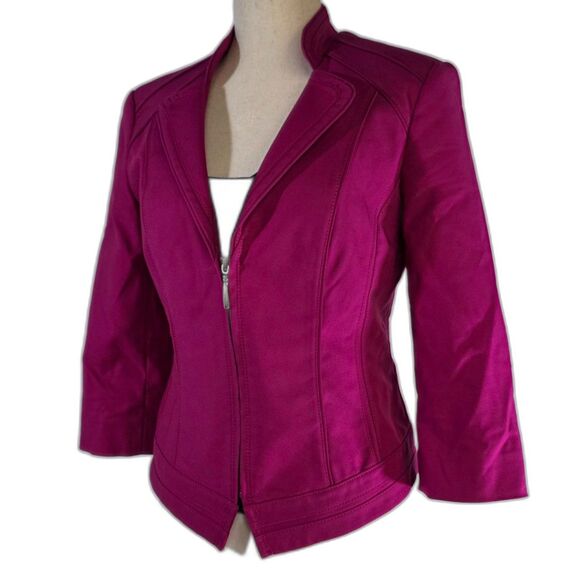 Perfect Form Fuchsia Zippered Blazer by White House Black Market Size 4 - Picture 2 of 16